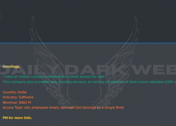 Threat Actor Offers Unauthorized Network Access to an Indian Software Company