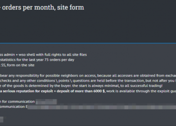 Unauthorized Access to American Shopping Website for Sale: Threat Actor Offers WordPress Admin Access for $6000