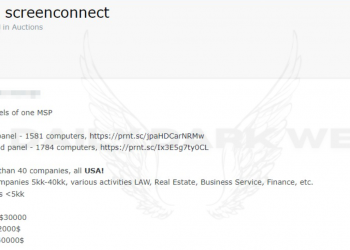 Threat Actor Offers Unauthorized ScreenConnect Access Over 3,300 Computers Spanning 40+ US Companies