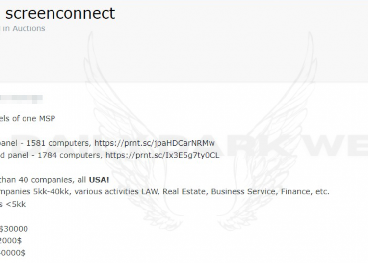 Threat Actor Offers Unauthorized ScreenConnect Access Over 3,300