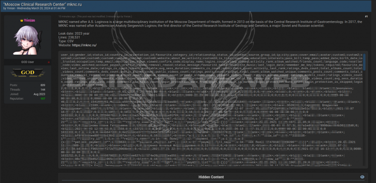Security Breach Exposes Sensitive Data from Moscow Clinical Research Center Database