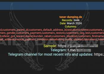 Alleged Sale of Database from German Online Retailer Toner-dumping.de, Reportedly Exposing 344,000 Customer Records