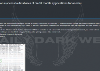Threat Actor Offers Unauthorized Access to Database of Mobile Applications that Issue Loans in Indonesia
