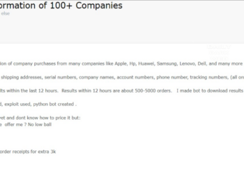 Threat Actor Selling for Exploit: Claims Access to Customer Data from Apple, Samsung, and 100+ Companies