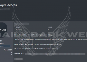 Threat Actor Offers Unauthorized Employee Account Access of Meta