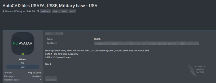 Breach Alert: Alleged Sale of AutoCAD Files from USAFA and USSF Military Bases