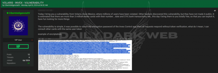 Threat Actor Allegedly Shared Vulnerability for Volaris INVEX Cards System, Exposing 3 Million Credit Cards