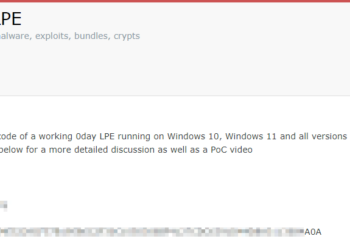 Threat Actor Claims to Sell Windows 0-Day Exploit for $100,000