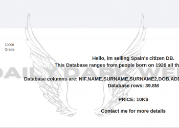 Threat Actor Offers Spanish Citizen Database of 39.8 Million Records at $10,000