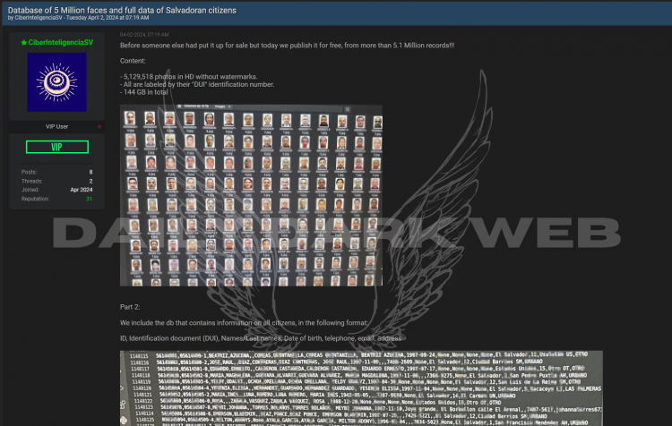 Threat Actor Claims to Have Leaked Database Containing Personal Information of 5 Million Salvadoran Citizens