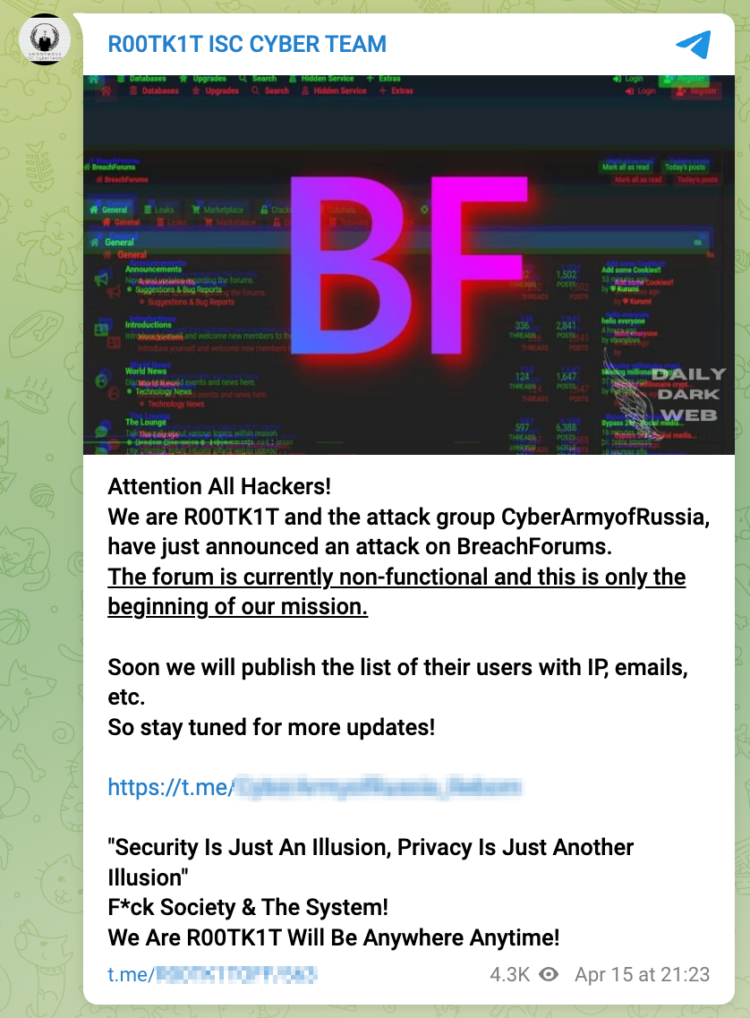 BreachForums Website Suspended: Administrator Issues Statement and Announces Temporary Domain Amid DDoS Threats