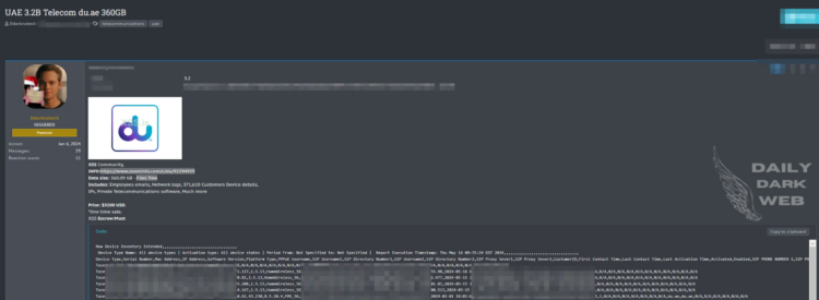 Threat Actor Offers Database of DU.ae for Sale at $3200
