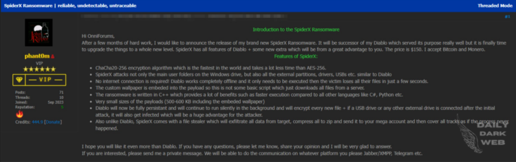 New Ransomware Threat Detected on Forums: SpiderX Ransomware