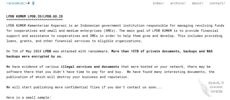 RansomHub Ransomware Group Targeted LPDB KUMKM, Compromising Private ...