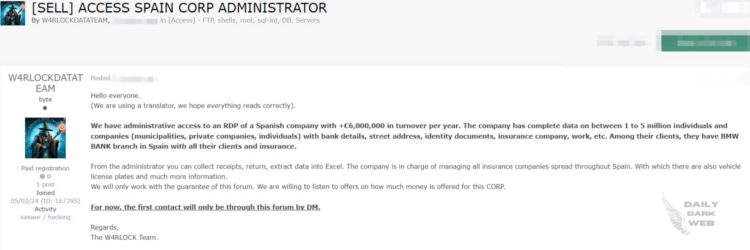 Millions of Spanish Individuals’ Data at Risk: Threat Actor Claims Unauthorized RDP Access of a Spanish Company