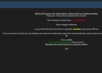Threat Actor Offers Unauthorized Access to Hosting Provider with 1350 Websites
