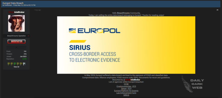 IntelBroker Allegedly Breaches Europol, Exposing Classified Data