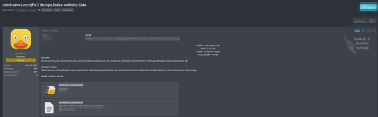 Threat Actor Claims to Have Breached Catch News, 2 Million Users Data at Risk