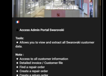 Threat Actor Allegedly Offers Unauthorized Access to Swarovski Admin Portal for 800€