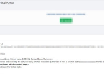 Threat Actor Allegedly Offers Unauthorized FTP Access to an American Healthcare Company