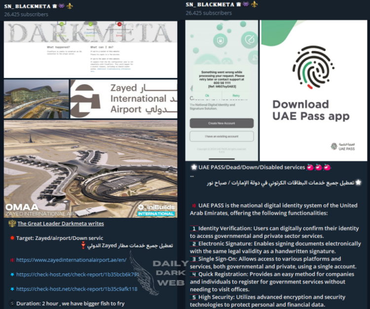 Darkmeta Team Claims Responsibility for DDoS Attacks on Emirati Websites