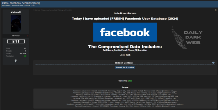 Threat Actor Claims to Have Leaked Facebook User Database (2024)