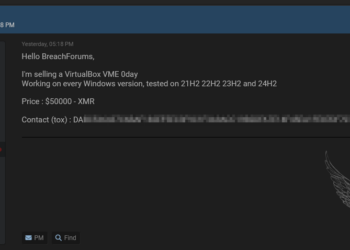 Threat Actor Claims to Sell VirtualBox VME Zero-Day for $50,000