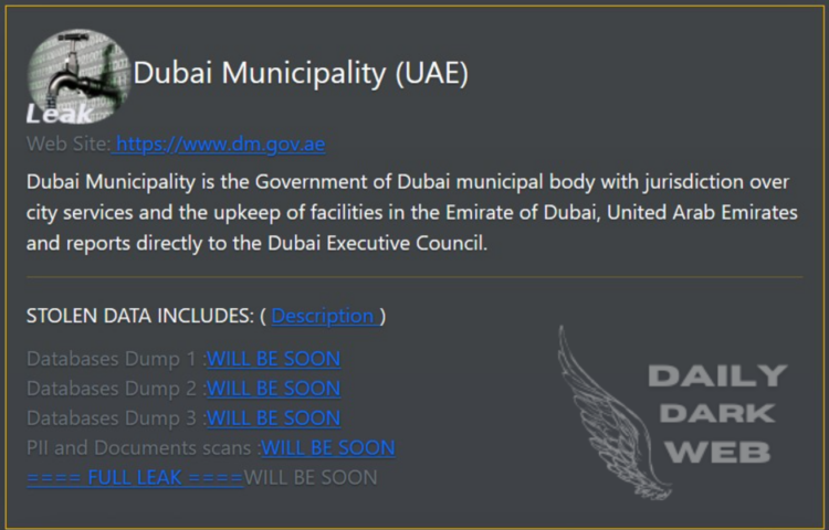 DAIXIN Team Data Breach Group Claims to Have Targeted Dubai Municipality