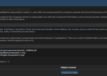 Threat Actor Claims to Have Leaked Database of HopSkipDrive Drivers