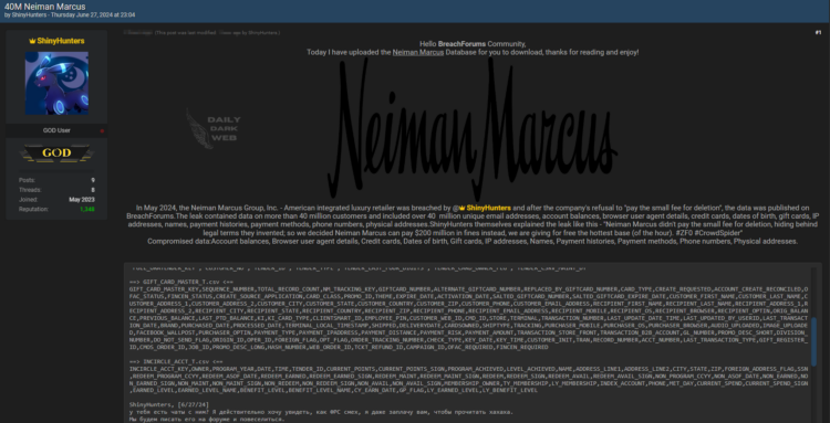 ShinyHunters Allegedly Shares Data from TruistBank and Neiman Marcus