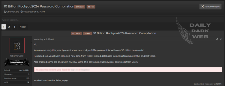 New RockYou2024 Password List Allegedly Leaked with Nearly 10 Billion Passwords