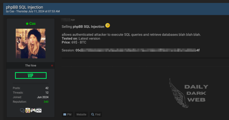 Threat Actor Claims to Sell SQL Injection Vulnerability for phpBB