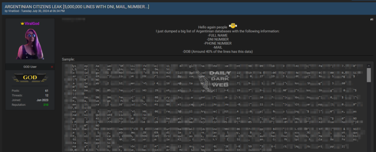Argentina Citizen Data Allegedly Leaked