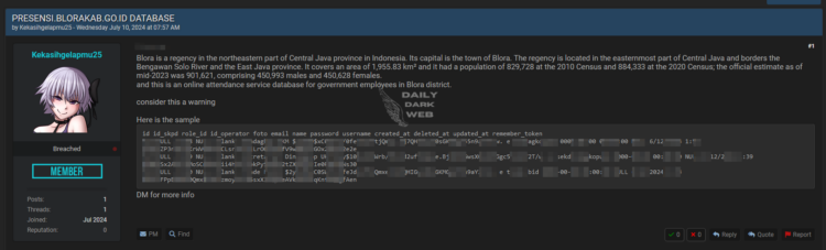 Alleged Leak of Indonesian Government Employee Data