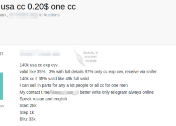 140k US Credit Card Information is Allegedly For Sale
