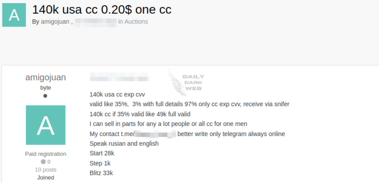 140k US Credit Card Information is Allegedly For Sale