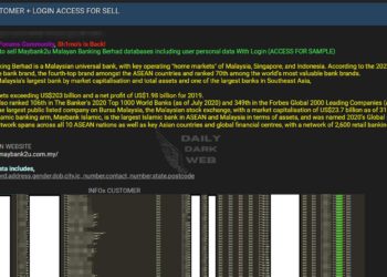 Alleged Maybank2u Database Published on a Dark Web Forum