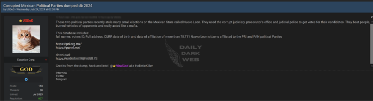 Two Mexican Political Parties Allegedly Breached