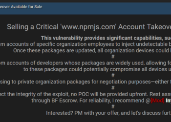 Alleged npm Vulnerability Appeared on a Dark Web Forum