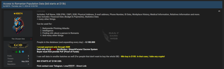 5 Million Romanians’ Data is Allegedly Leaked