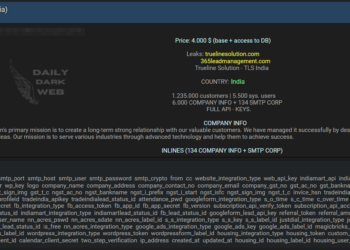 Alleged Database Leak from True Line Solution India