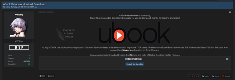 uBook Database Allegedly Leaked