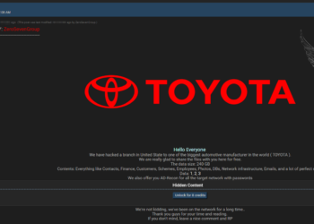 ZeroSevenGroup Claims to Have Hacked Toyota Branch, Allegedly Leaking 240 GB of Sensitive Data