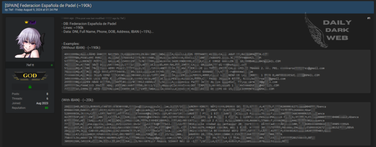 Actor de amenazas afirma vender datos sensibles de la Federación Española de Pádel