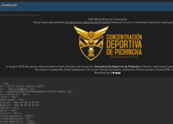 Threat Actor Claims to Leak 700,000 User Records from Ecuador’s Concentración Deportiva de Pichincha