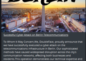Doubleface Allegedly Targeted Telecommunications Infrastructure in Berlin