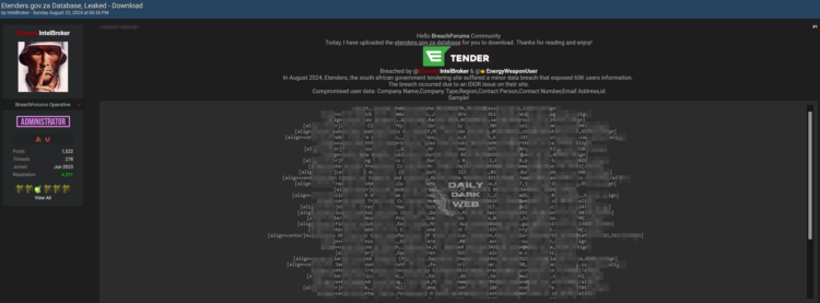 South African Government Tendering Site Allegedly Suffers Data Breach