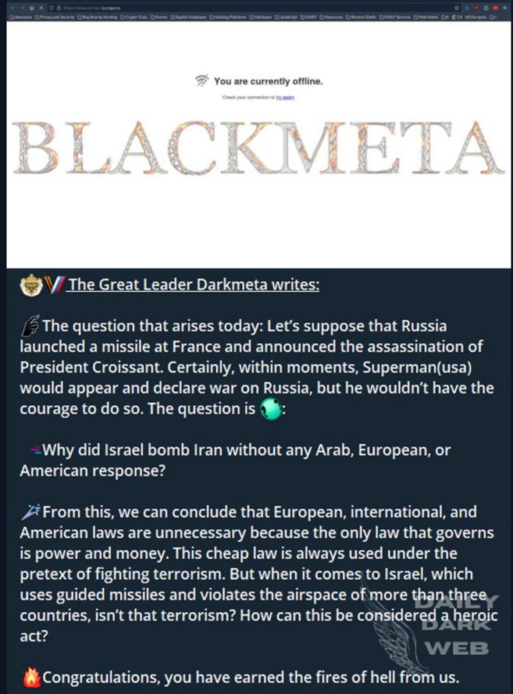 SN_BLACKMETA Group Claims DDoS Attack on Europol’s Website