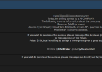 Threat Actor Claims to Sell Access to an AI Company for $15,000