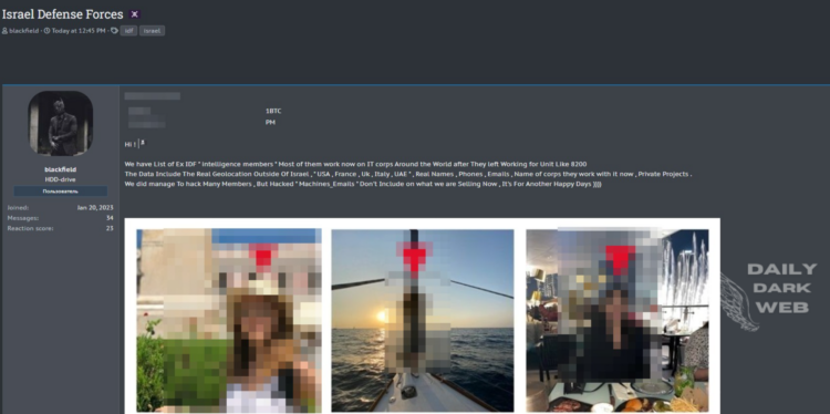 Threat Actor Claims to Sell Data of Former Israeli Intelligence Members